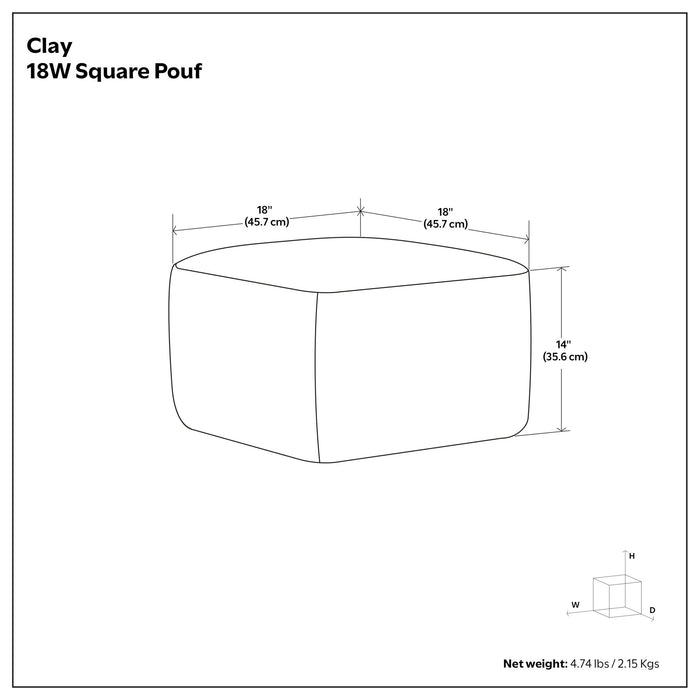 Clay - Square Pouf, Upholstered