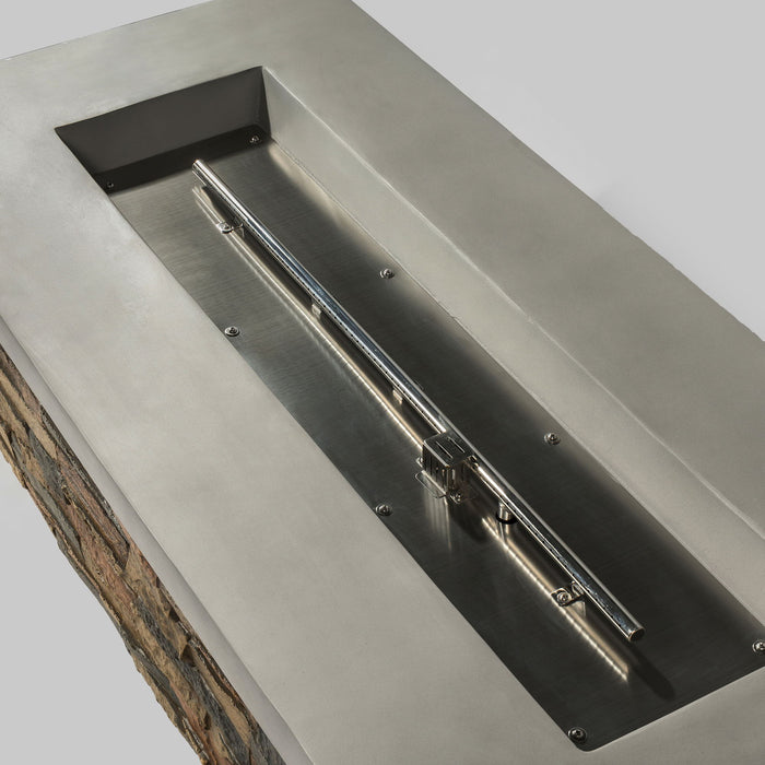 60" Propane Gas Fire Pit Table, 60000 Btu Rectangular Concrete Fire Pit For Outside Patio Deck Garden Backyard - Sandstone