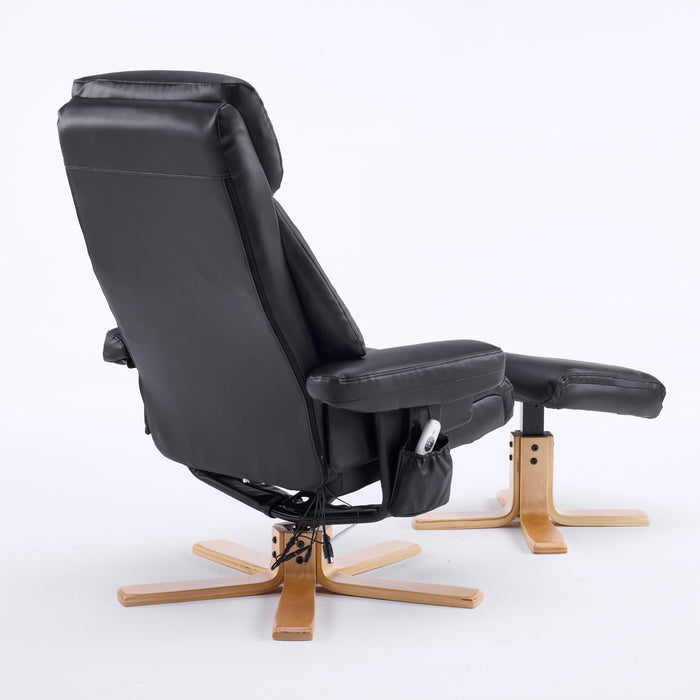 Upholstered Heated Massage 360° Swivel Accent Chair With Ottoman