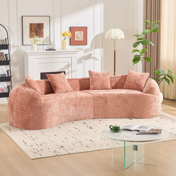 Curved Compressed Sofa, Nordic-Style Design For Living Room