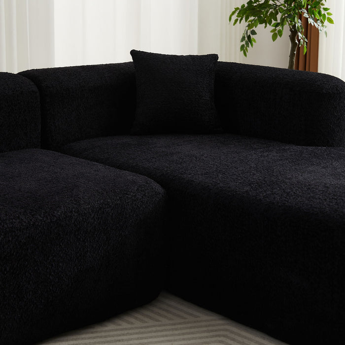 L - Shape Boneless Cloud Couch With 2 Throw Pillows For Living Room