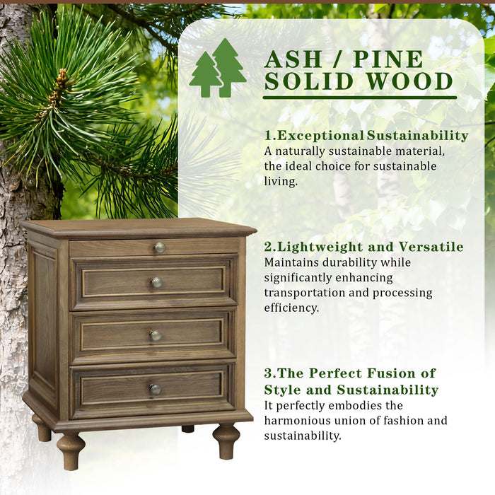 Nightstands With 4 Drawer, Storage End Table With Hidden Pull Out Shelf