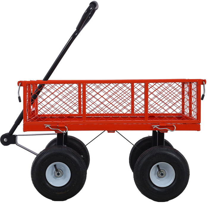 Heavy Duty Steel Garden Cart With Mesh Sides