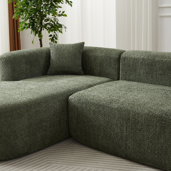 L - Shape Boneless Cloud Couch With 2 Throw Pillows For Living Room