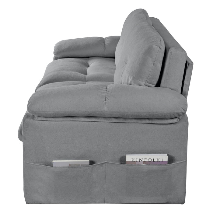 Convertible Pull Out Sofa Bed Queen Size, 3 In 1 With Side Storage