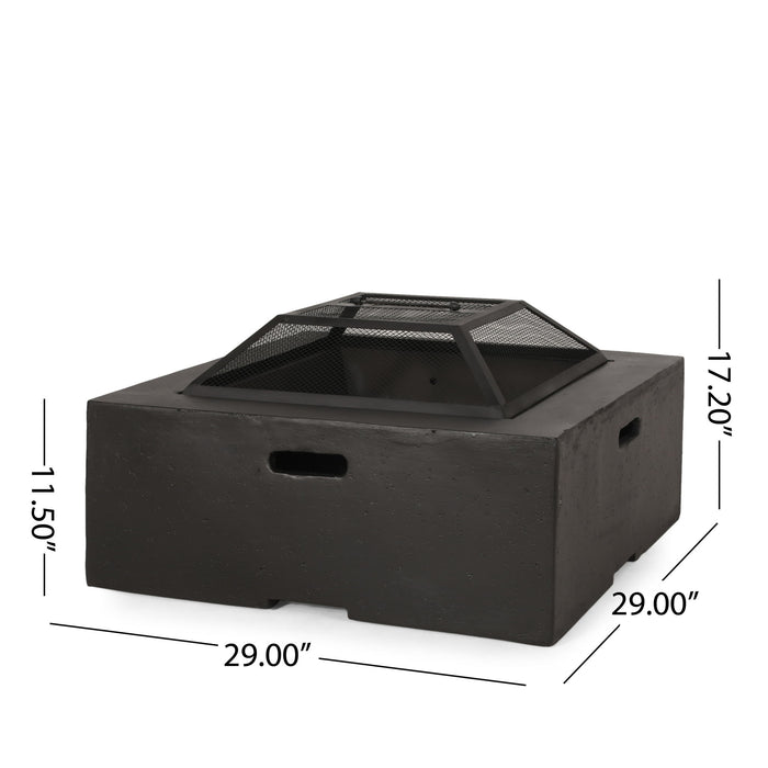 Outdoor Square Mgo Wood Burning Fire Pit - Dark Gray