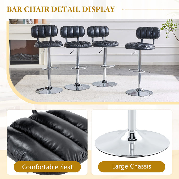 Adjustable Height Bar Stools With Footrest For Kitchen Island (Set of 2)