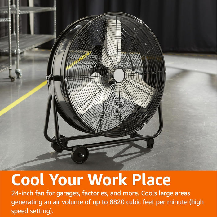 Drum Fan With Pure Copper Wiring Motor And Blades - Black