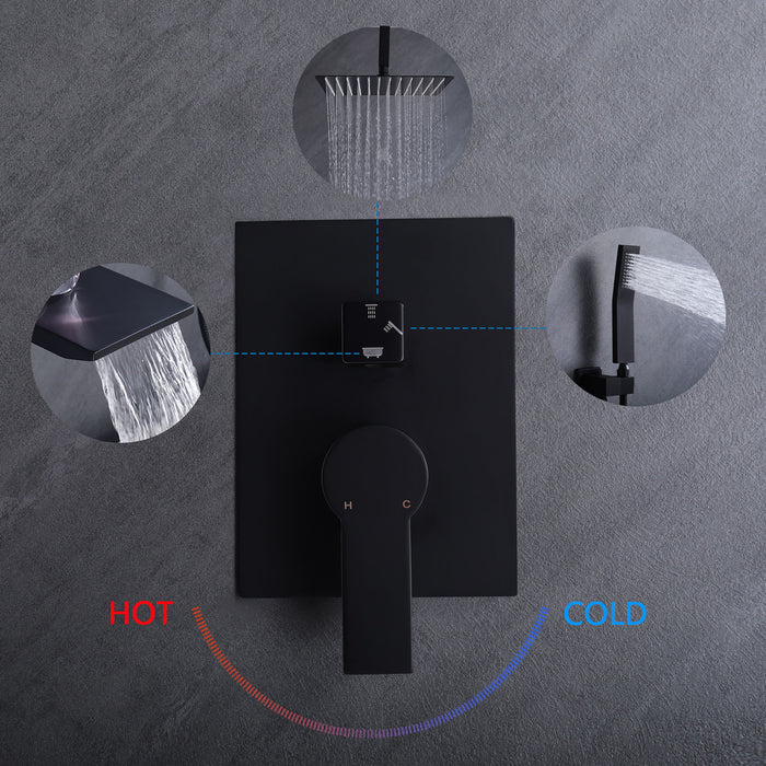 Wall Mount Shower System With High Pressure 10" Shower Head And Handheld