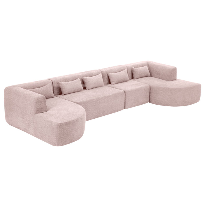 Upholstered Sofa Free Combined Sofa Couch With 2 Chaise Lounge And Five Back Pillows For Living Room