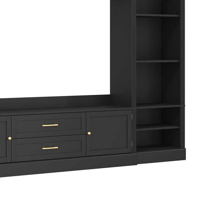 Elegant Entertainment Center Wall Unit With Bookshelves