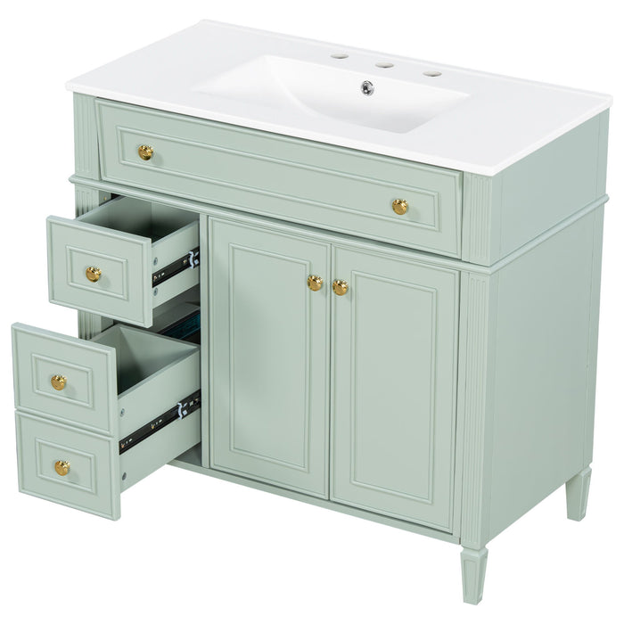 Bathroom Vanity With Sink, 3 Drawers & 2 Soft-Close Doors