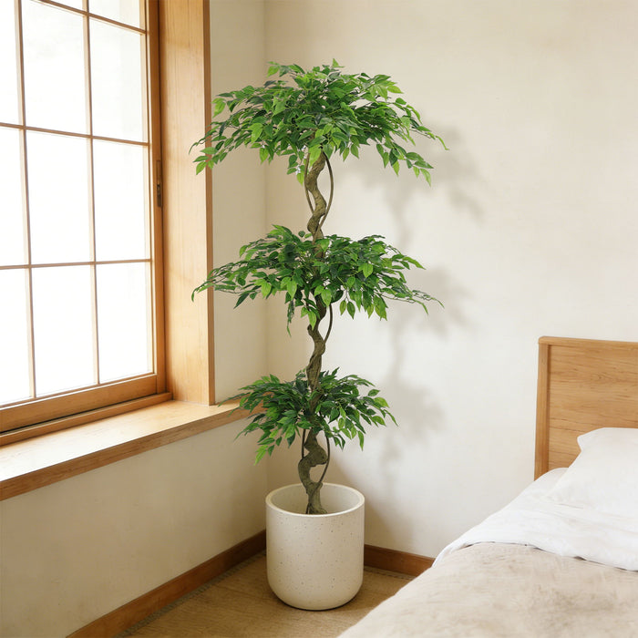 Artificial Ficus Tree With Pot For Home Decor Indoor Plant - Green