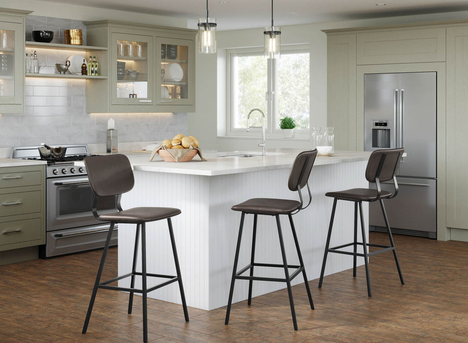 Foundry - Contemporary Barstool Zig Zag Stitching (Set of 2) - Black / Gray