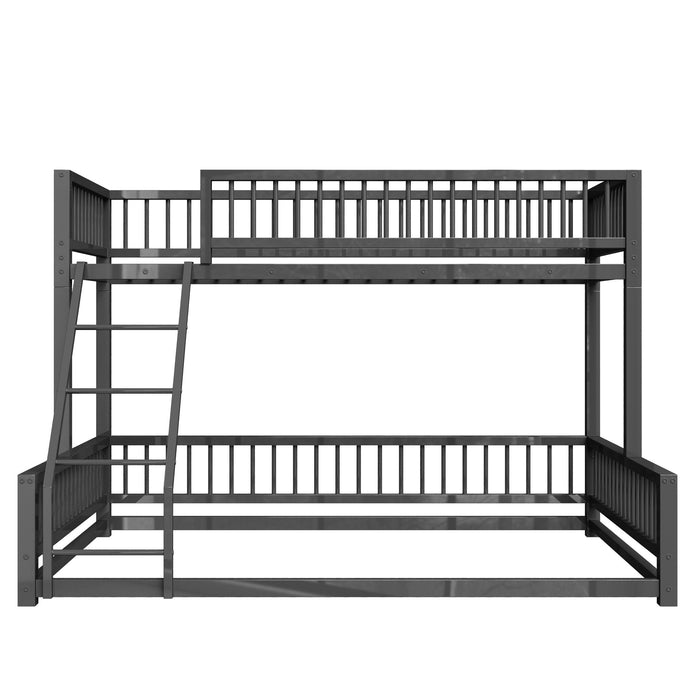 Bunk Bed Frame With Ladder And Safety Guardrails