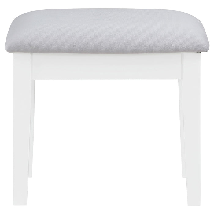 Winona - Makeup Vanity Set With Bulb Lit Mirror And Upholstered Stool - White