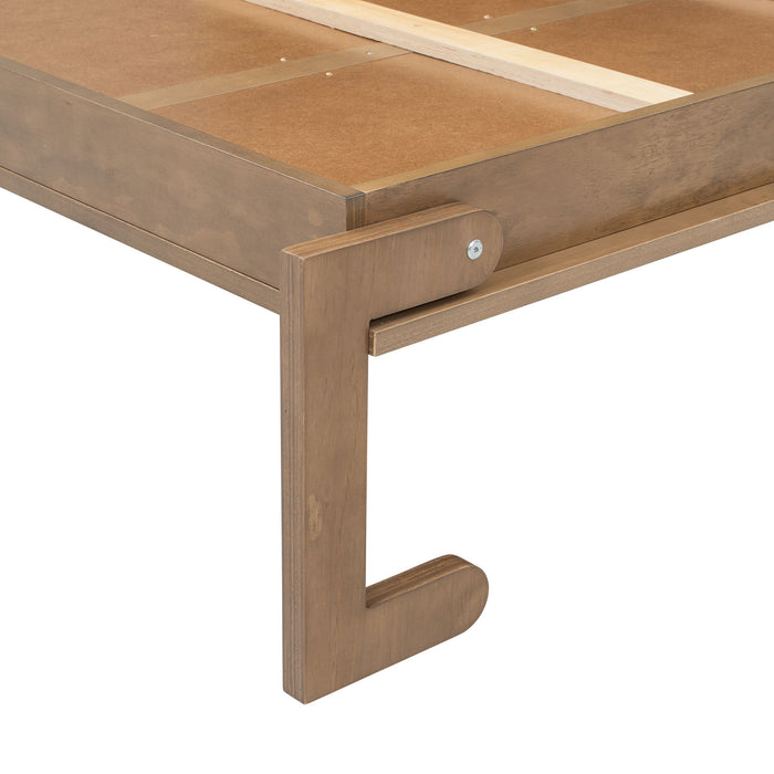 Queen Size Murphy Bed With Louvered Design And Multiple Storage Shelves - Wood