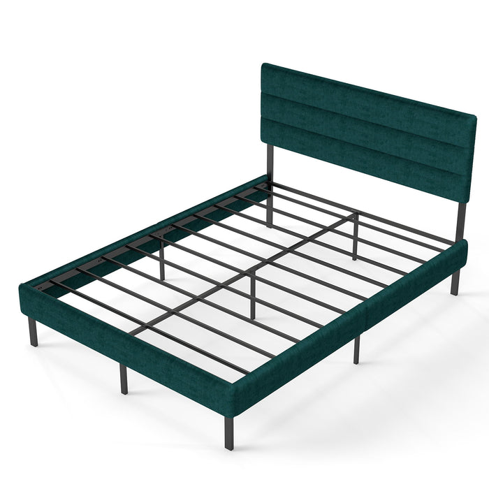 Upholstered Platform Bed Frame With Headboard, No Box Spring Needed, Underbed Storage