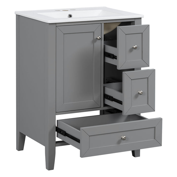 Modern Bathroom Vanity With Sink, Freestanding Cabinet With Drawers And Shelves