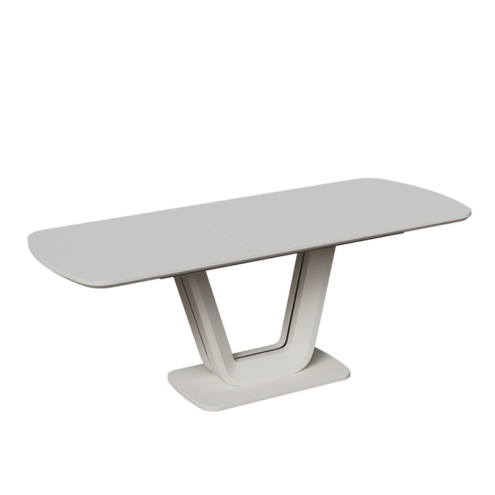 Modern Industrial Style Expandable Dining Table With U Shaped Legs - Antique Gray White
