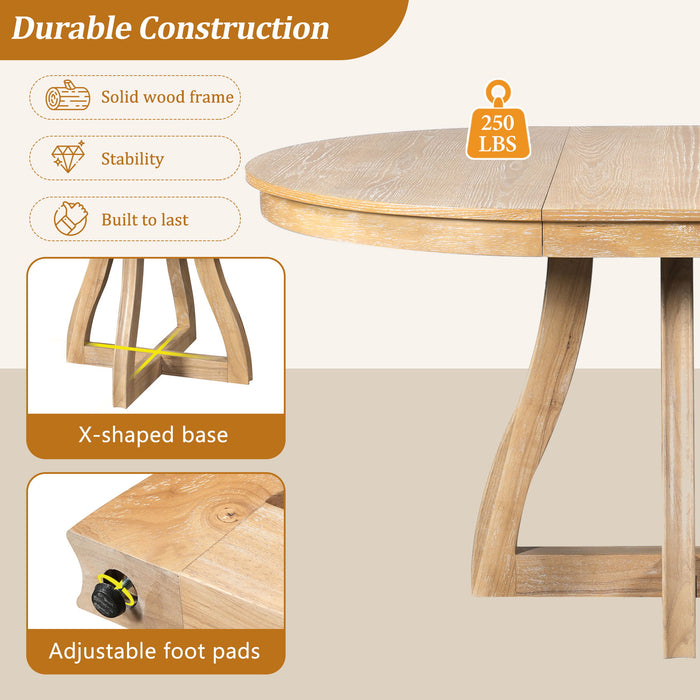 Round Extendable Dining Tabl, Middle Leaf, Curved Legs