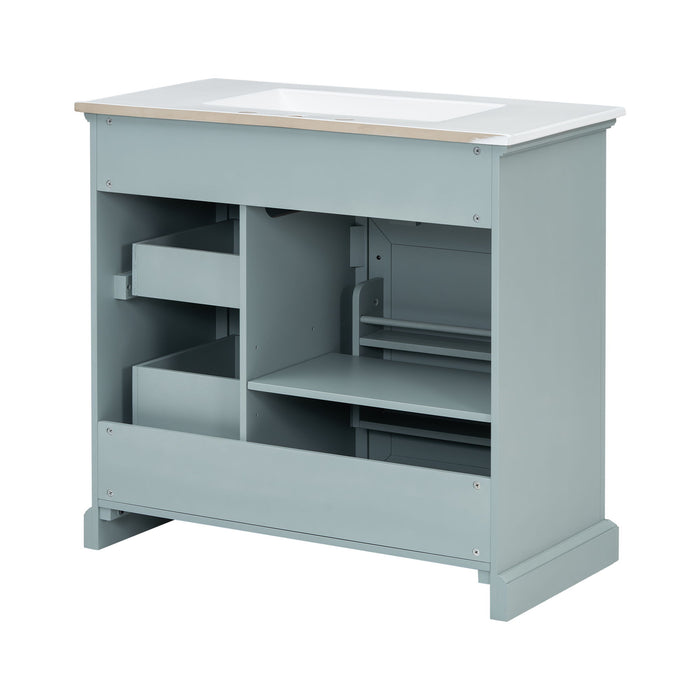 Bathroom Vanity With Sink, 2 Tip Out Drawers, Soft Close Hinges - Gray