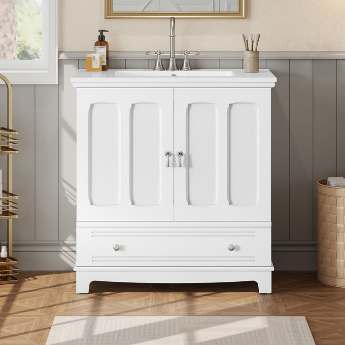 Bathroom Vanity With Sink, Cabinet With Adjustable Shelf And Drawer Divider