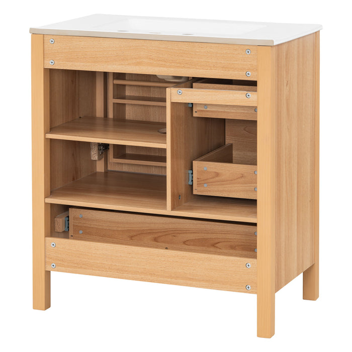 Modern Bathroom Vanity With Sink, Soft Close Drawers & Door, Storage Rack