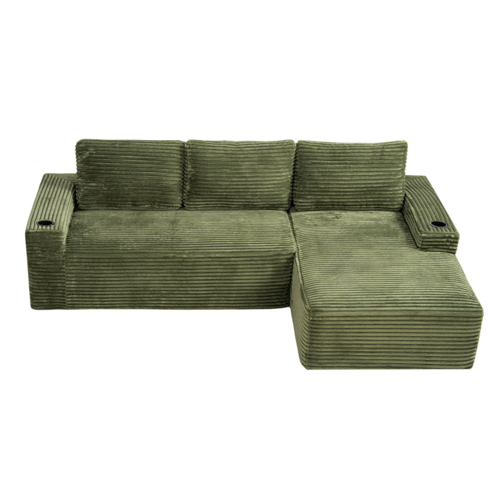 Cloud Sectional Couch, Modular Sectional Sofa With Deep Seat, Boneless Couches With L-Shape Chaise For Living Room - Green