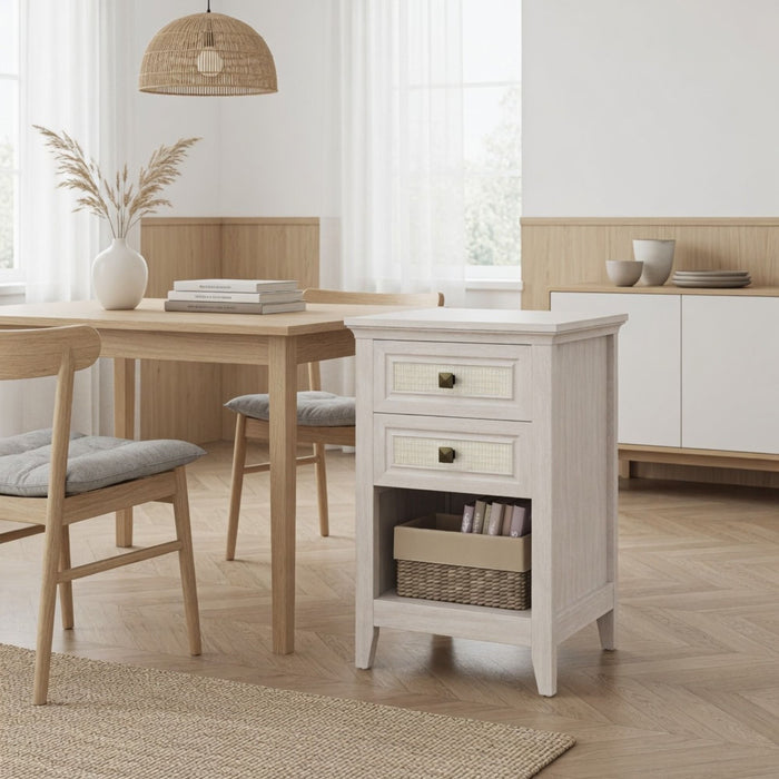 Nightstand With 2 Drawers Bedside Table