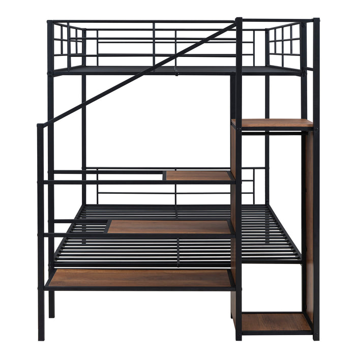 Bunk Bed With Lateral Storage Ladder And Wardrobe