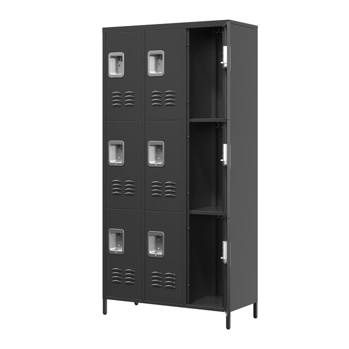 9 Door Lockers With Lock For Secure Storage And - Black