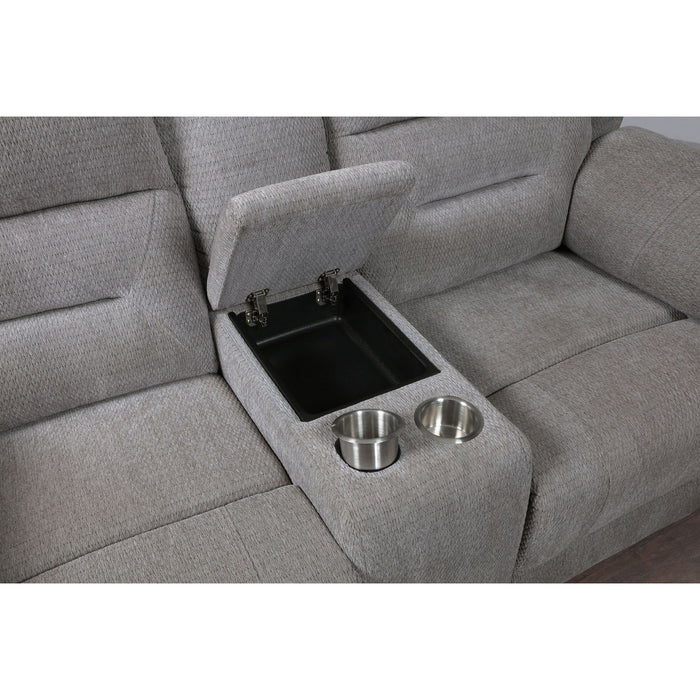 Sebring - Upholstered Manual Reclining Loveseat With Center Storage Console - Gray