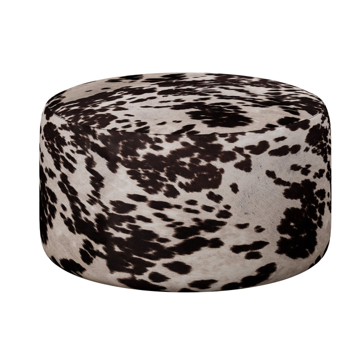 Walker - Cow Print Round Cocktail Ottoman With Soft Fabric - Brown