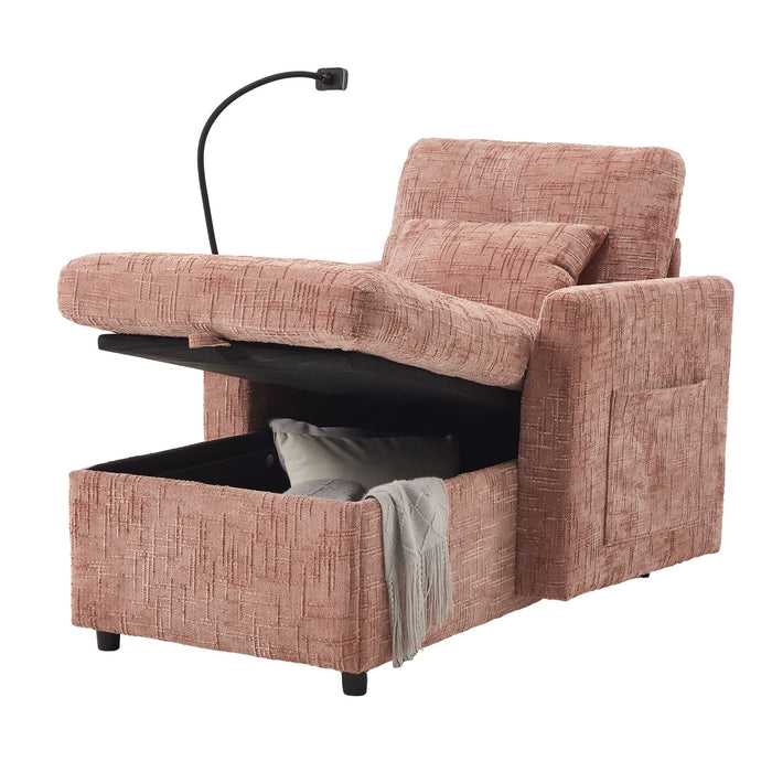 Multifunctional Chenille Recliner Sofa With Storage And Phone Bracket