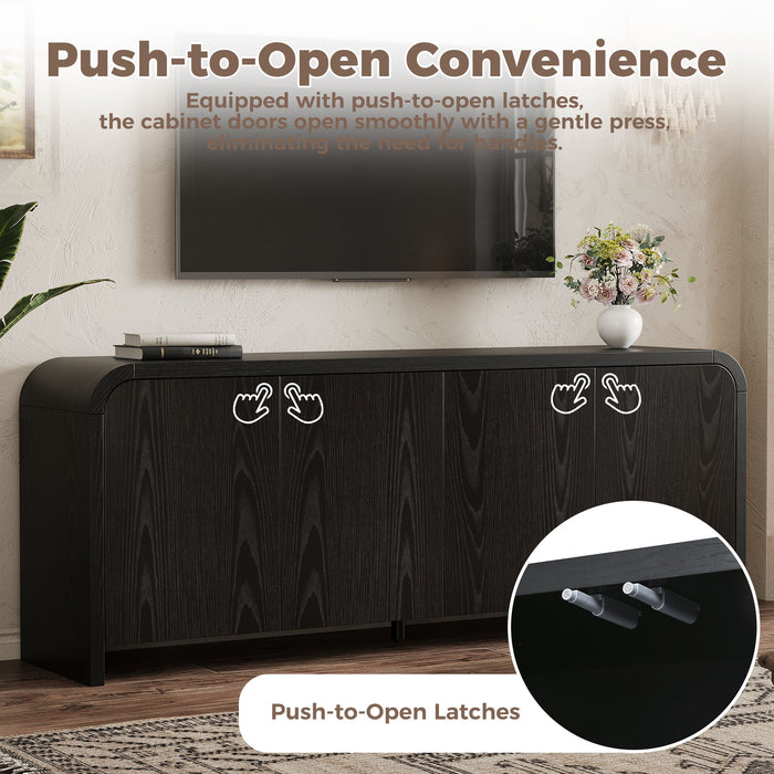 Curved Edge TV Stand With Large Cabinets