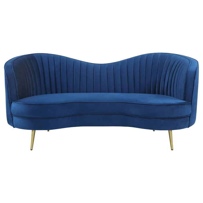 Marsden - Upholstered Vertical Channel Tufted Loveseat Seating With Tapered Legs - Blue
