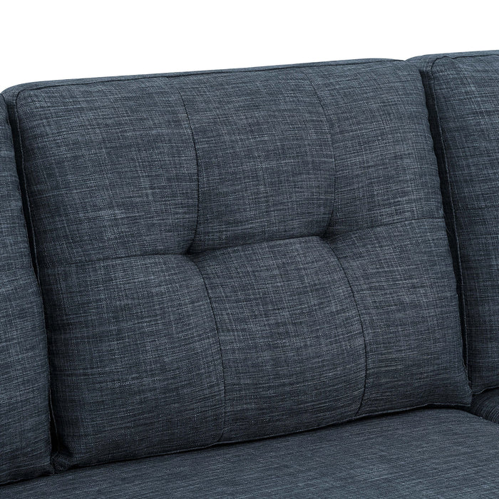 Blend Upholstered Sleeper Sofa With Reversible Chaise And Tufted Back - Dark Blue
