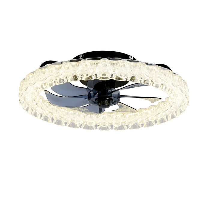 LED Light Source And Remote Control, 3000 - 6500K Dimmable Flush Mount LED Fan Light, 6 Speeds, Quiet DC Motor - Matte Black