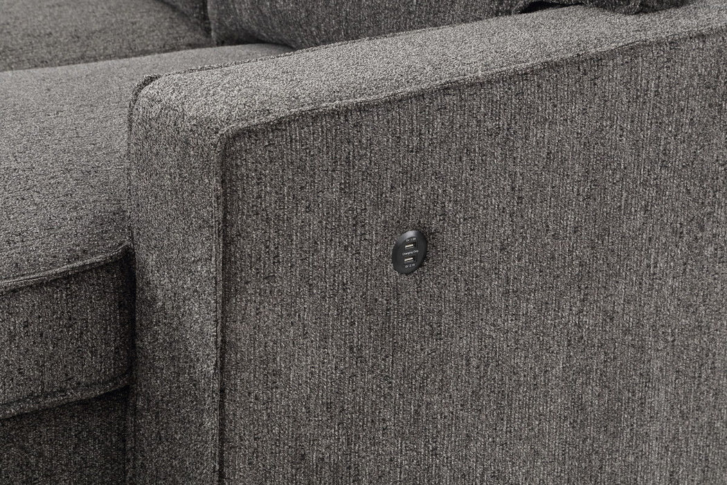 Estelle - Fabric Reversible Sleeper Sectional With Storage Chaise Drop-Down Table 2 Cup Holders And 2 USB Ports