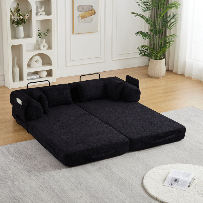 Convertible Sleeper Sofa Bed With Cylindrical Pillow