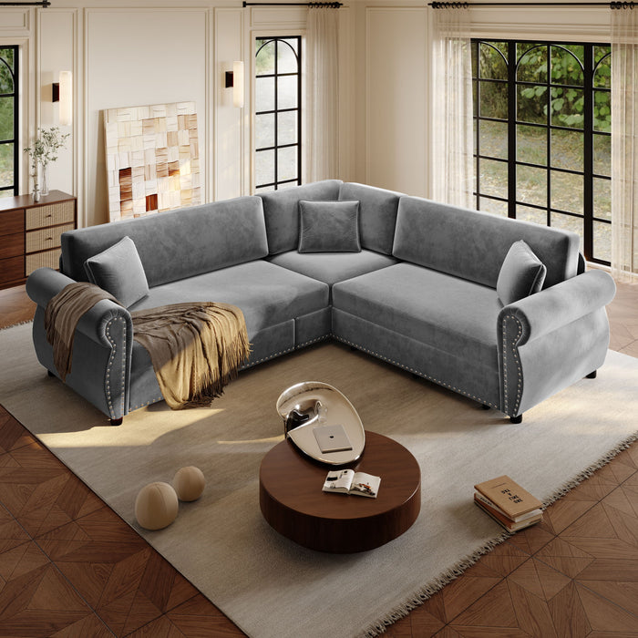 L-Shaped Sofa Couch With Pull-Out Bed