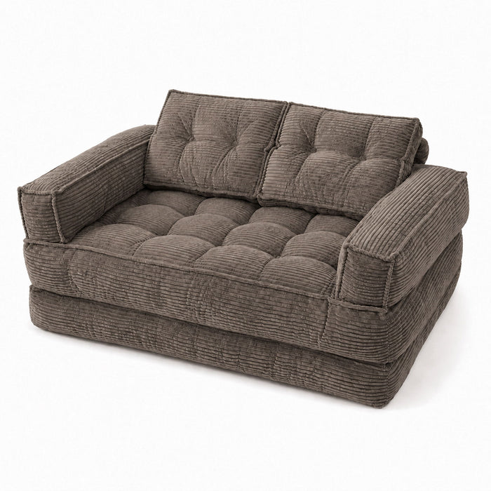 2 Seater Modular Corduroy Sofa With Chaise Lounge For Living Room