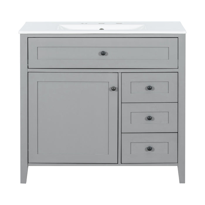 Bathroom Vanity With Sink, Cabinet With 3 Drawers And Adjustable Shelf