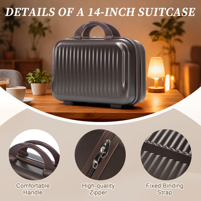 Luggage Set With Cosmetic Case, Combination Lock, Front Opening Design