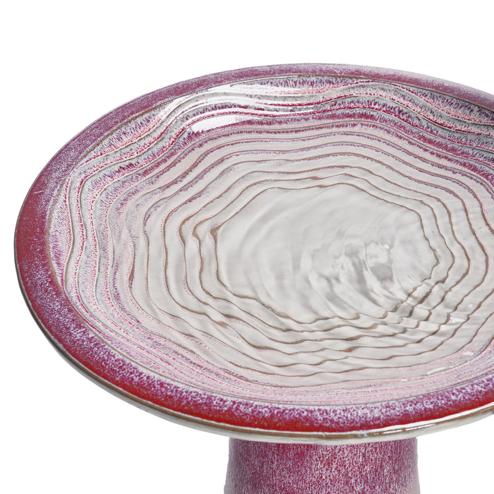 Birdbath For Patio, Garden - White / Pink
