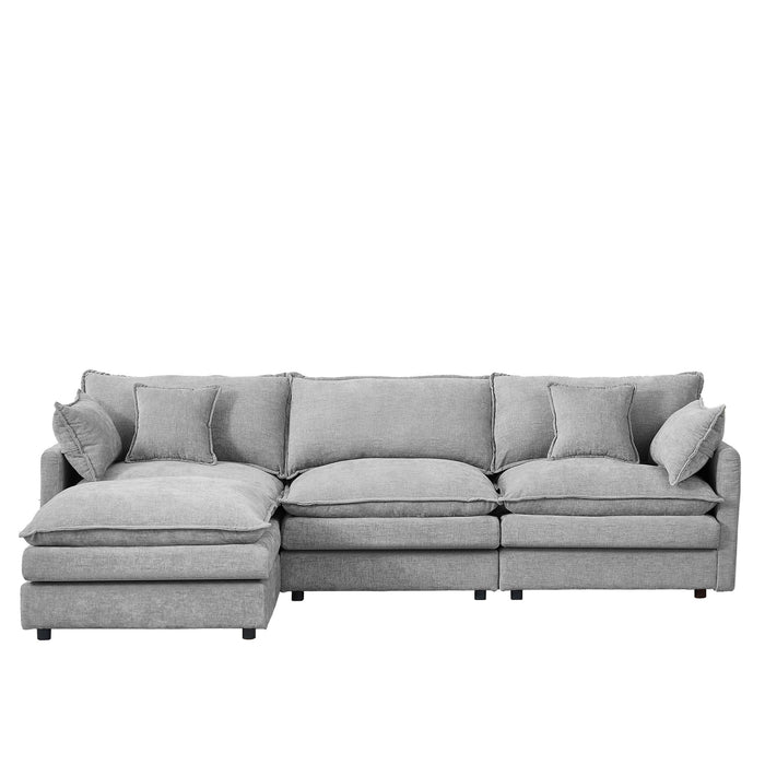 Modular L-Shaped Sectional Sofa With Movable Ottoman