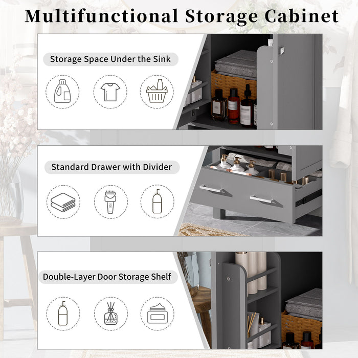 Bathroom Vanity With Integrated Undermount Ceramic Sink, 2 Doors And 1 Drawer, Soft Close Hinges