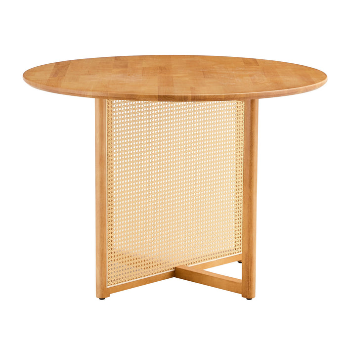 Chinese Countryside Retro Solid Wood Round Table, Simple Modern Imitation Rattan Table - Wood