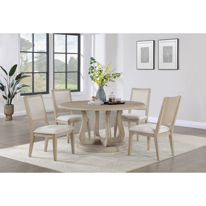 Verdugo - Round Dining Table With Pedestal Base - White Washed